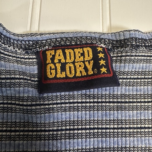 Faded Glory VTG 90s Womens Tee Striped Grunge Nostalgia Cotton Sz Medium - Picture 2 of 5